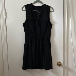 Madewell Black Silk Button Front Dress